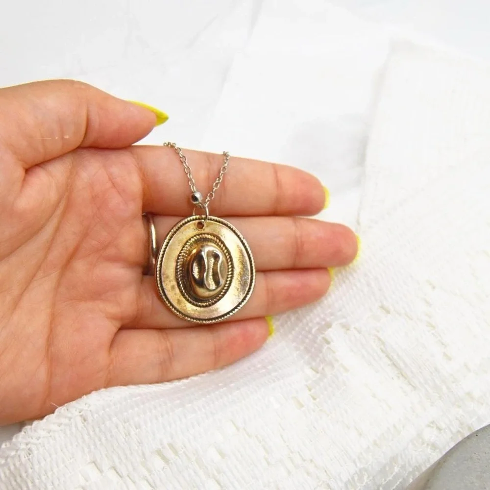Rustic Cowgirl Hat Pendant Necklace